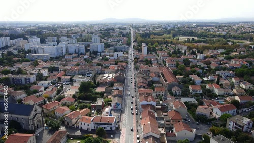  Montpellier city with bustling roads and dense residential buildings.