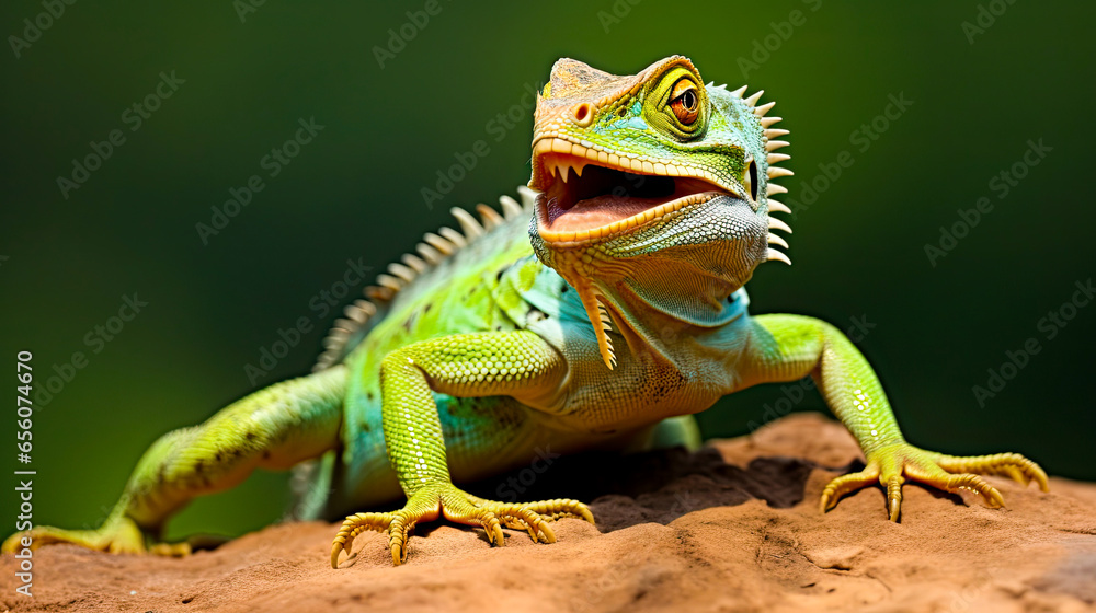 Fototapeta premium Green lizard , generative ai