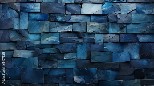 Indigo Blue Mosaic Wall Texture Background