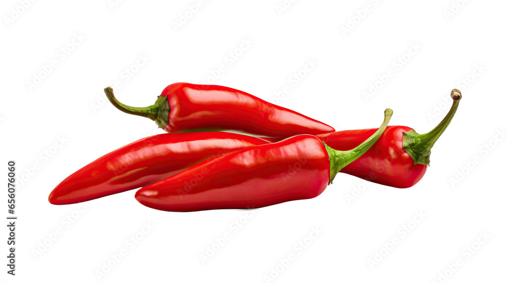 Red peppers isolated on transparent or white background