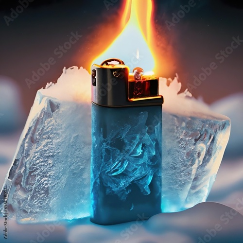 A lighter in the ice as an example of the concept of global warming