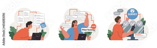 Public opinion polling set. Character participation in an online