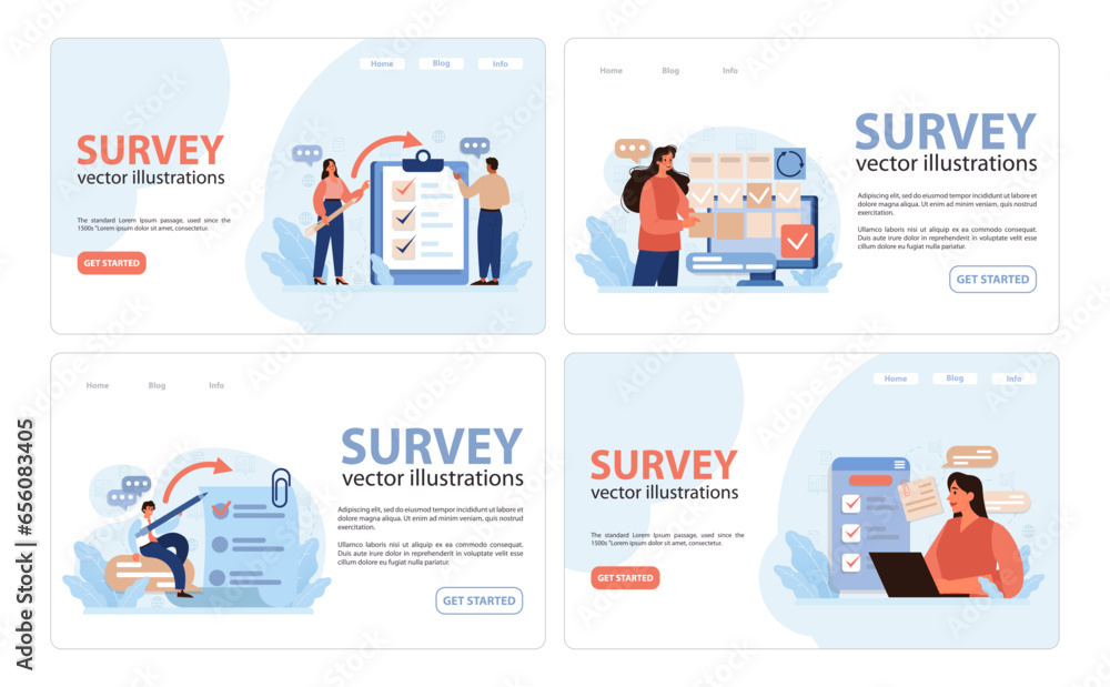 Public opinion polling web banner or landing page set. Character participation Public opinion polling web banner or landing page set. Character participation