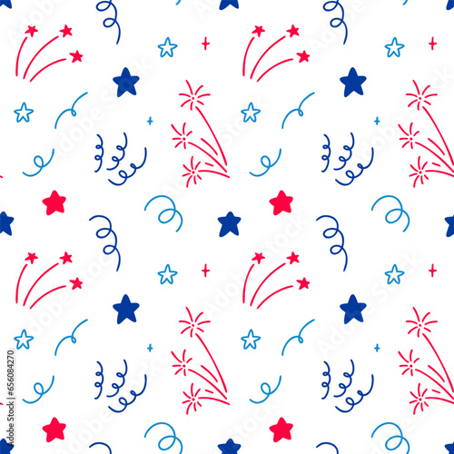 Принти на полотні 4th of July USA Independence Day doodle seamless pattern