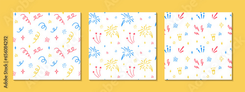 Set of cute line doodle seamless pattern. Childish squiggle design. Baby party decoration. Holidays and Christmas decor wrapping paper