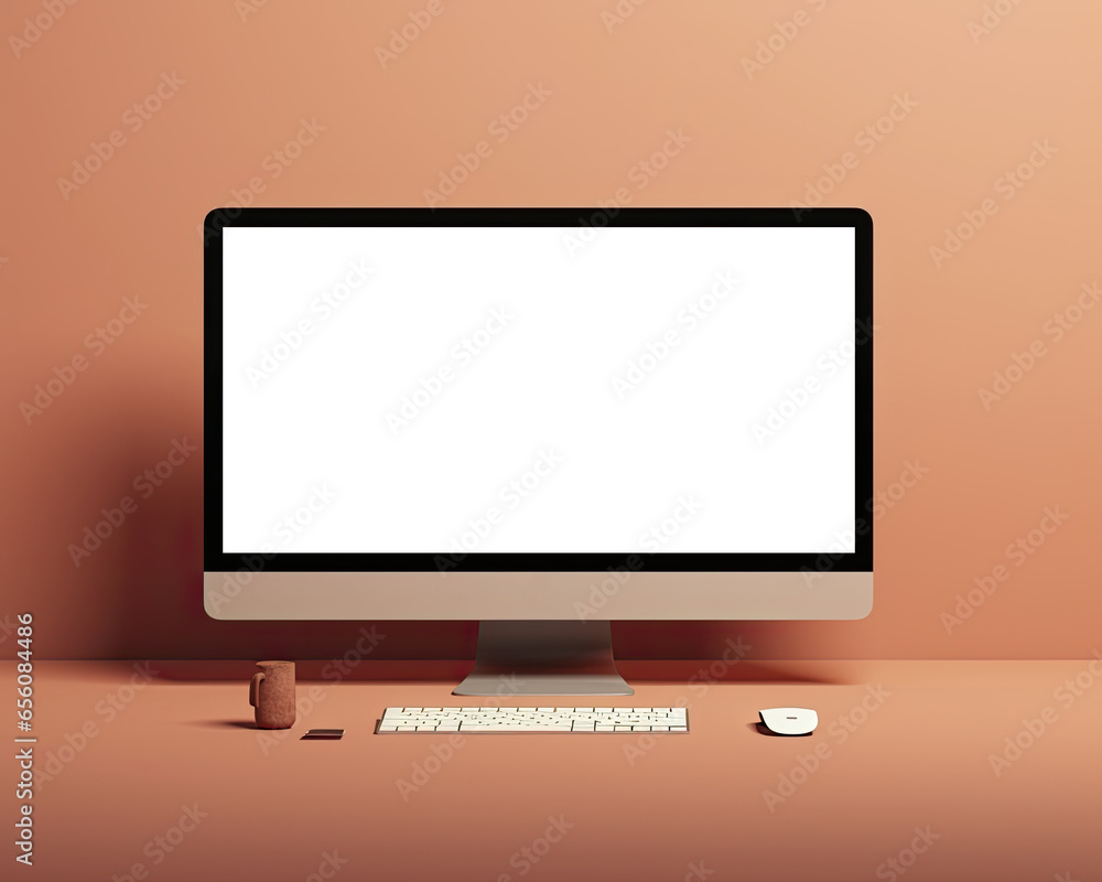 Monitor with white screen mock up Monitor with white screen mock up