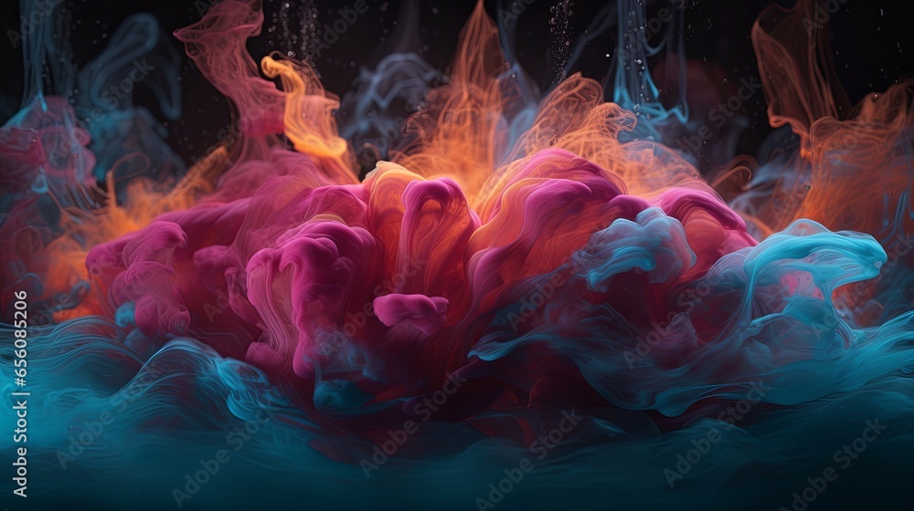 Obraz premium abstract ink paint smoke colorful background for design, background, wallpaper, banner, luxury