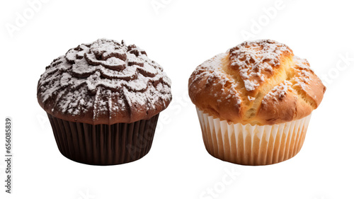 Viennese muffin pastry isolated on transparent or white background
