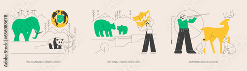 Wildlife preservation abstract concept vector illustrations.