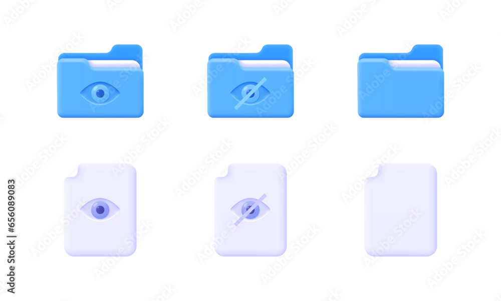 3d icon set of computer folder, file directory, document for app ...