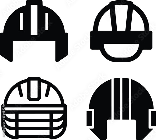 Set of Helmets icons, silhouette sport helmet on white background photo