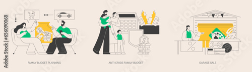 Family budget planning abstract concept vector illustrations.