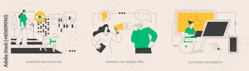 Communication technology for disabled people abstract concept vector illustrations.
