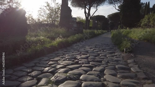 The famous ancient Appian Way. Via Appia. Rome, Italy.  photo
