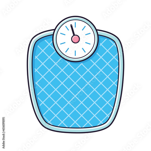 Blue bathroom weight scales isolated vector illustration