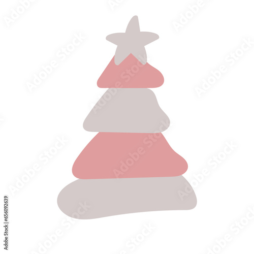 new year christmas tree colorful corral cartoon style