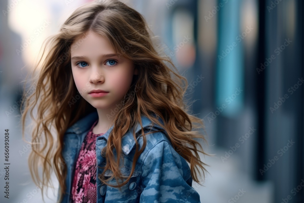 3d rendering of a little girl with long hair in a blue coat 3d rendering of a little girl with long hair in a blue coat