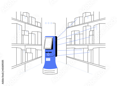 Inventory robots abstract concept vector illustration.