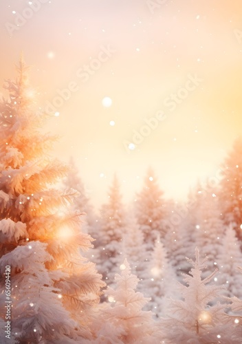 Winter abstract minimal vertical background with fir trees covered with snow and copy space. © Premium_art