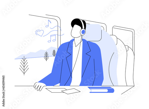 Comfortable train seats abstract concept vector illustration.