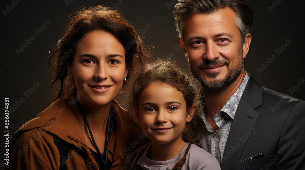 Studio portrait of a happy family. Ai generative. Studio portrait of a happy family. Ai generative.