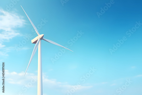 A single wind turbine standing tall against the sky, sustainable energy. Wind turbine against sky