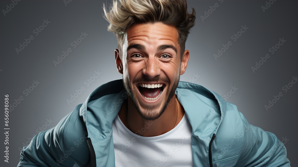Portrait of a very happy and energetic man. Ai generative. Portrait of a very happy and energetic man. Ai generative.