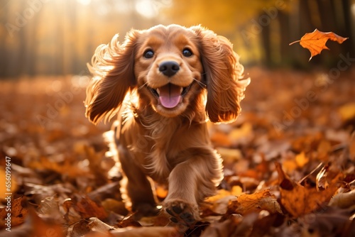 Beautiful dog running in au...