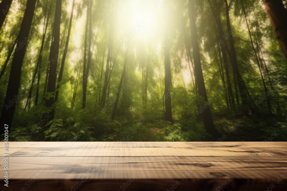 Empty Wooden Table Background. Concept for product display or design key visual layout. Copy space view. Generative Ai Empty Wooden Table Background. Concept for product display or design key visual layout. Copy space view. Generative Ai