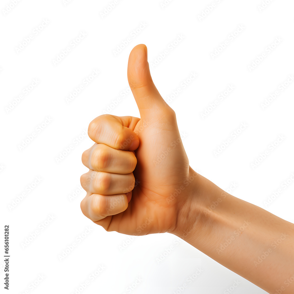 hand showing thumbs up, OK. Isolated on a white background hand showing thumbs up, OK. Isolated on a white background