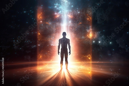 Silhouette of human astral body concept image for near death experience  spirituality  and meditation - AI Generated