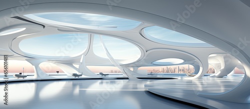 Futuristic white building interior in 360 degree VR style © 2rogan