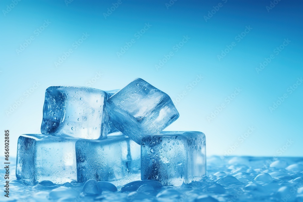 ice cubes on a blue background, ice cubes isolated on blue color background ice cubes on a blue background, ice cubes isolated on blue color background