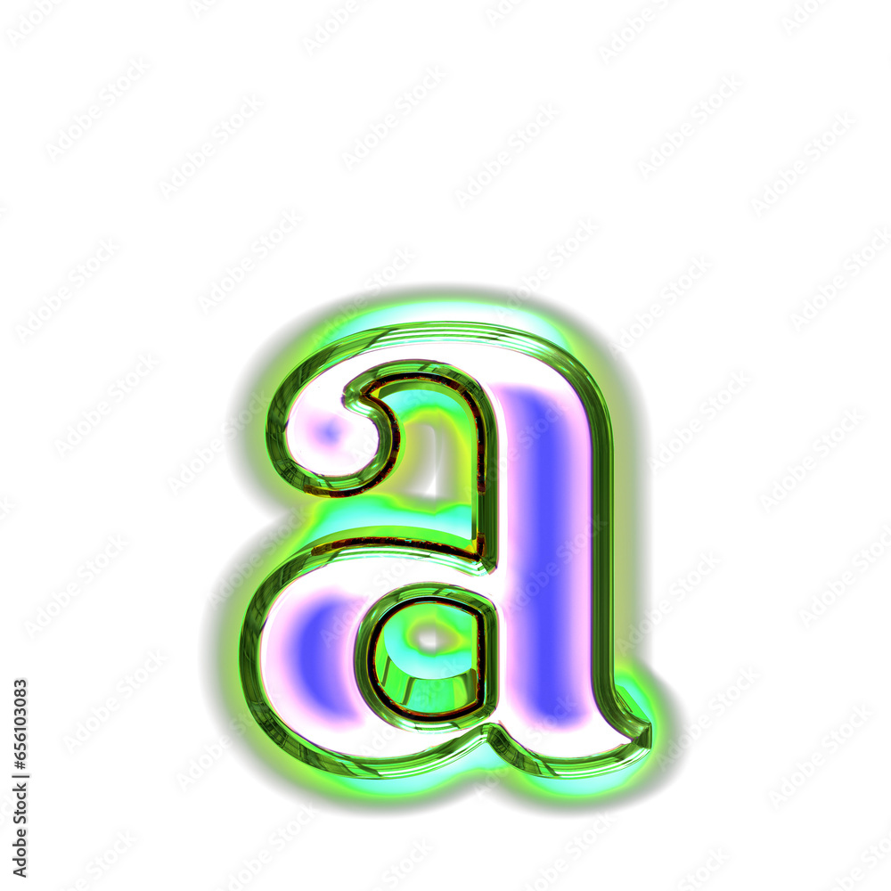 Blue symbol in a green frame with glow. letter a Blue symbol in a green frame with glow. letter a