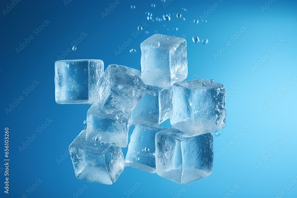 ice cubes on blue background ice cubes on blue background