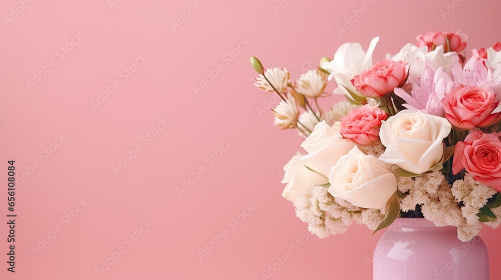 bouquet of roses on pink background bouquet of roses on pink background