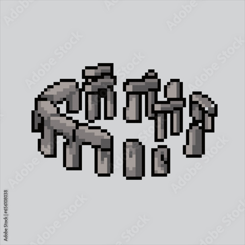 Pixel art illustration Stonehenge. Pixelated stonehenge. stonehenge landmark icon pixelated for the pixel art game and icon for website and video game. old school retro.