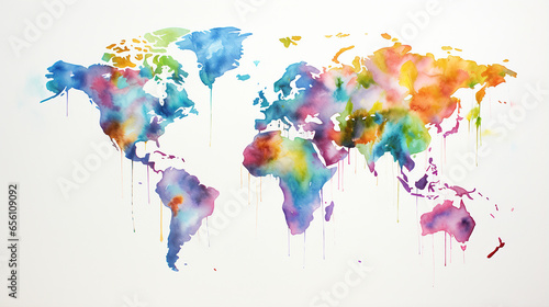 mapa do mundo aquarela 