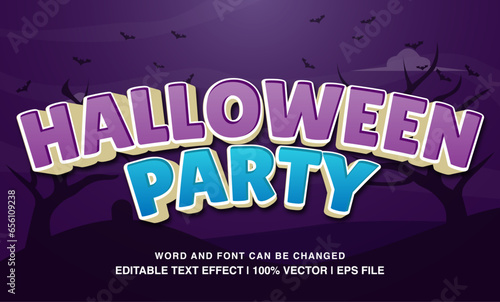 Halloween party editable text effect template, 3d cartoon style typeface, premium vector