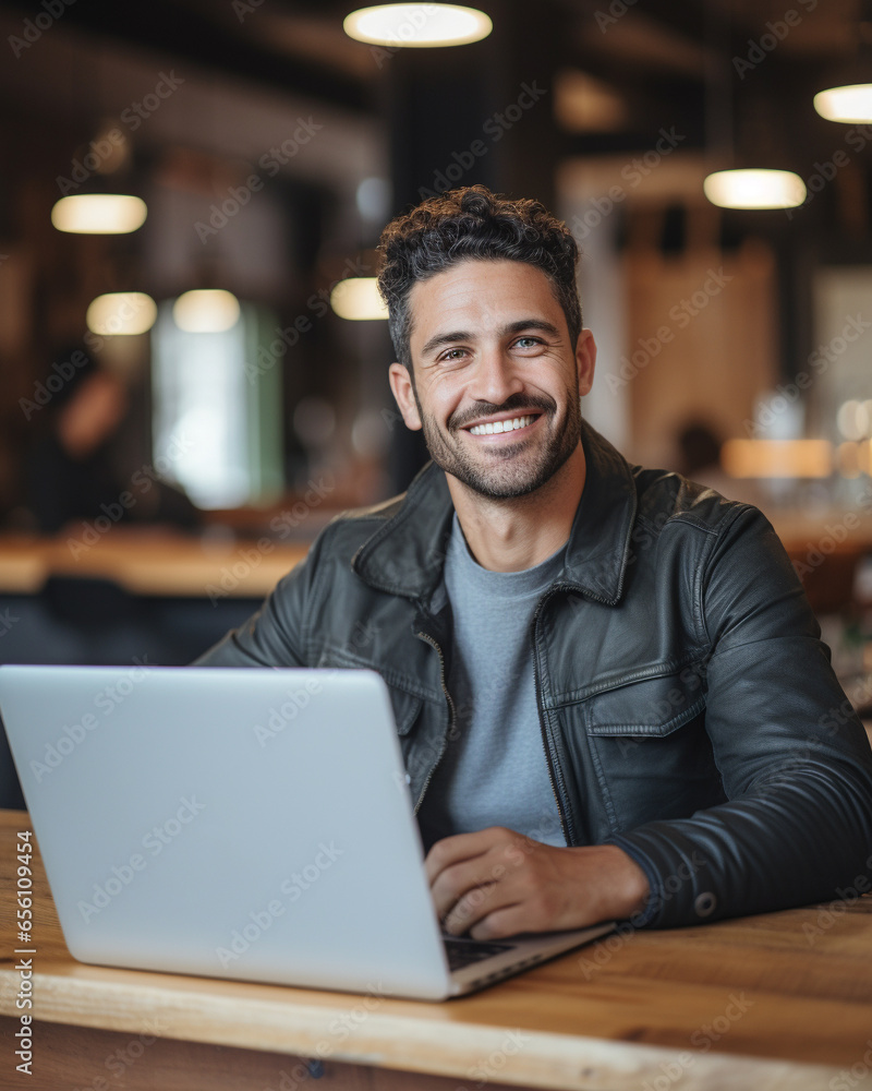 Attractive man in her 30s on a notebook Attractive man in her 30s on a notebook