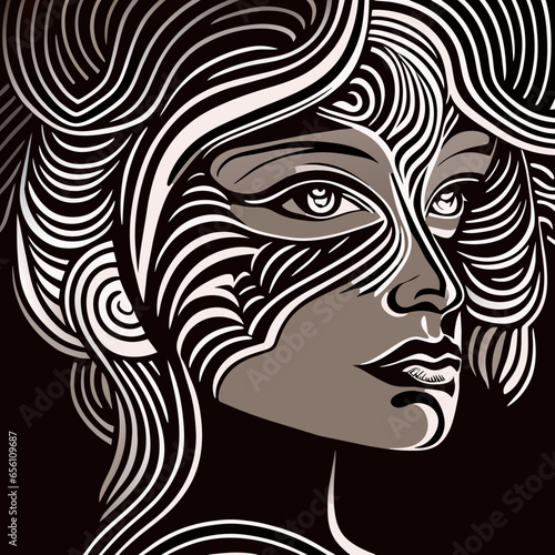 Elegant Face Line Art and Expressions