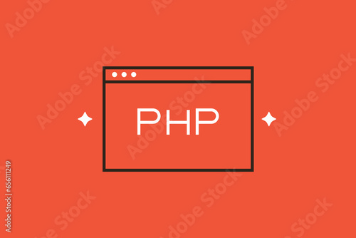 Geometric php coding illustration in flat style design. Vector illustration. 