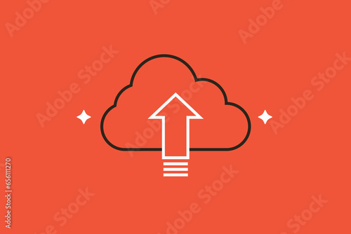 Geometric upload file illustration in flat style design. Vector illustration. 