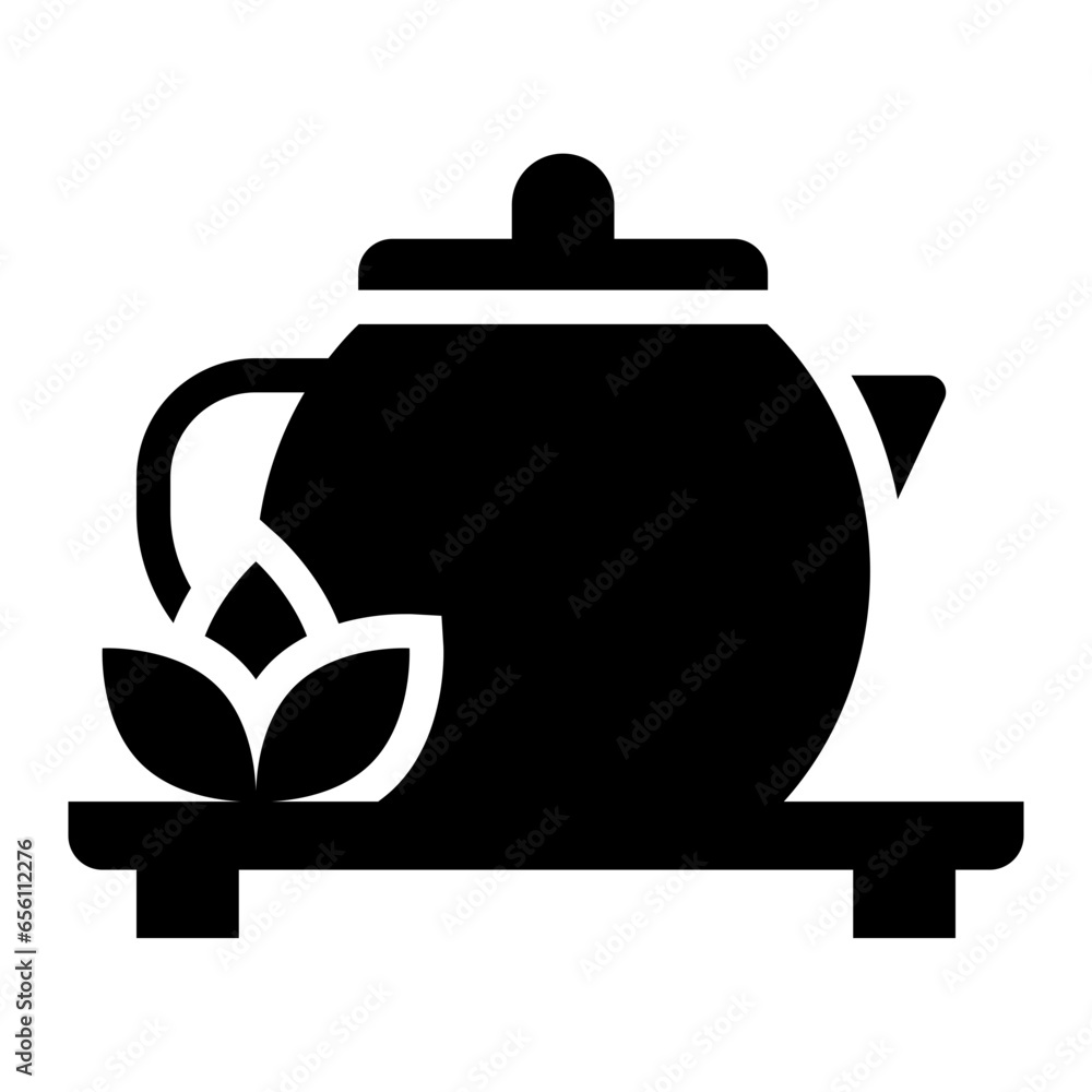 Herbal Tea with teapot and leaves icon Herbal Tea with teapot and leaves icon