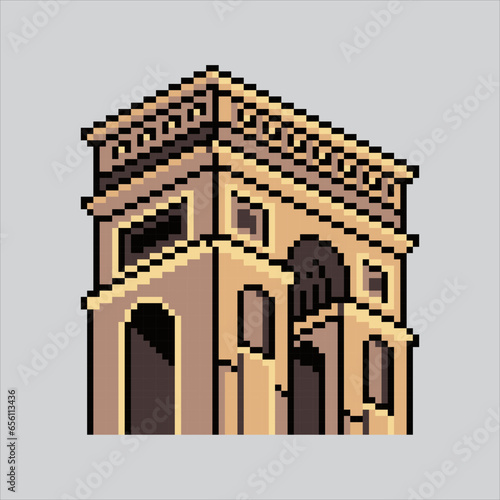 Pixel art illustration Arc de Triomphe. Pixelated Arc de Triomphe. Arc de Triomphe
France landmark icon pixelated for the pixel art game and icon for website and video game.
old school retro.