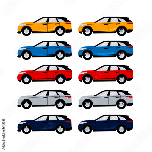Car Element Vector Illustration Set . Vehicle Car Illustration . 
