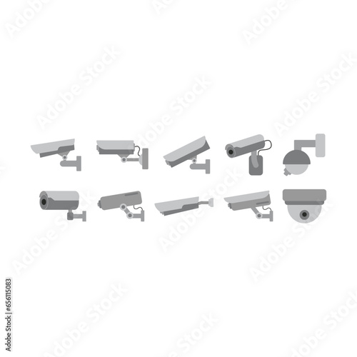 CCTV Flat Icon Illustration Set . Security Camera Vector Set . © lierstudios