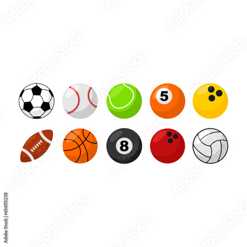 Sports Ball Element Illustration Set Vector 