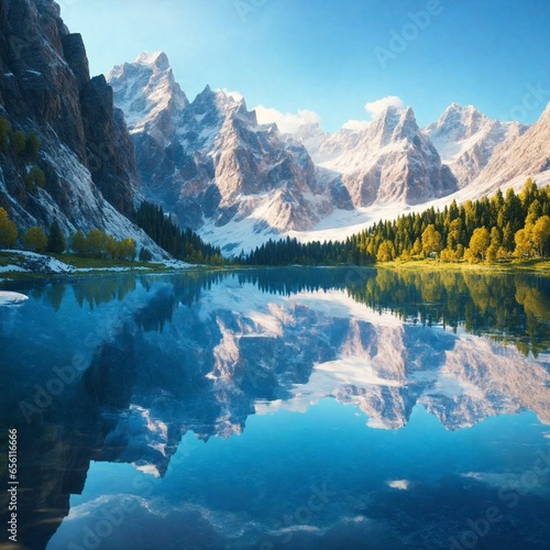 lake, mountain, water, landscape, nature, mountains, snow, reflection, sky, alps, glacier, forest, travel, scenic, reflections, clouds, view, river, winter, outdoors, wilderness