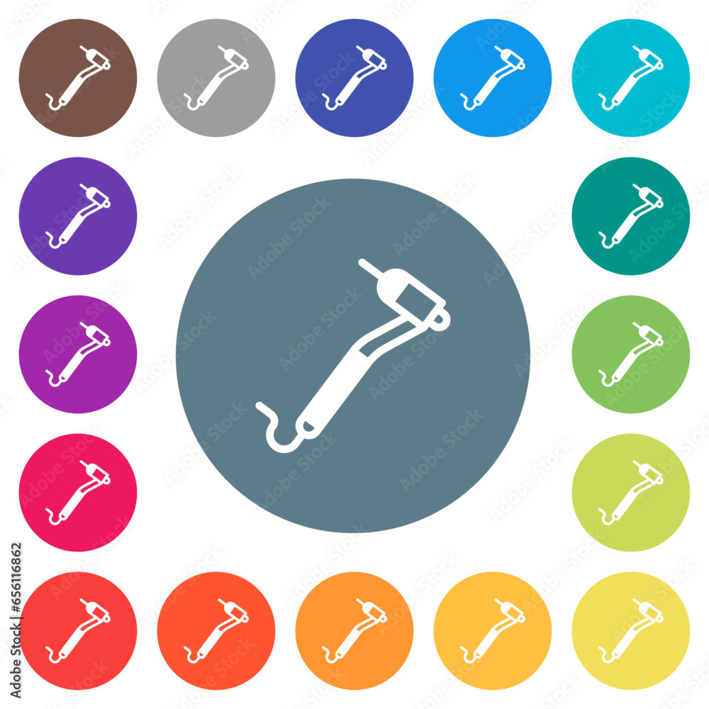 Dental drill flat white icons on round color backgrounds Dental drill flat white icons on round color backgrounds